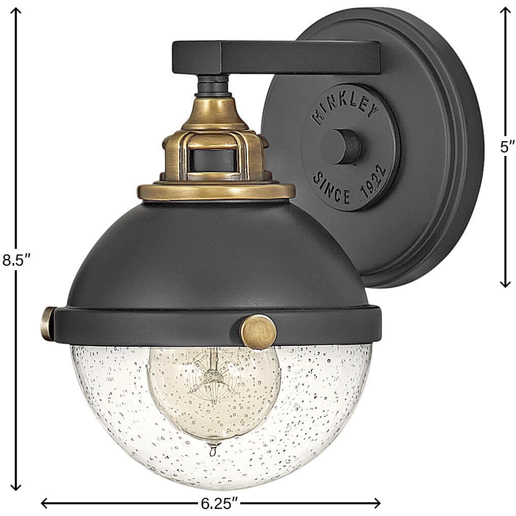 Fletcher 1 Light 7.75 inch Black with Heritage Brass Vanity Light Wall Light