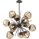 Luna LED Flat Bronze Multi-Pendant Ceiling Light in 2700K LED, Geo Inner - Bronze Outer