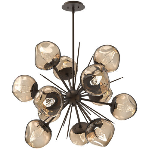 Luna LED Flat Bronze Multi-Pendant Ceiling Light in 2700K LED, Geo Inner - Bronze Outer