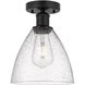 Edison Bristol Glass 1 Light 8 inch Matte Black Semi-Flush Mount Ceiling Light in Seedy Glass