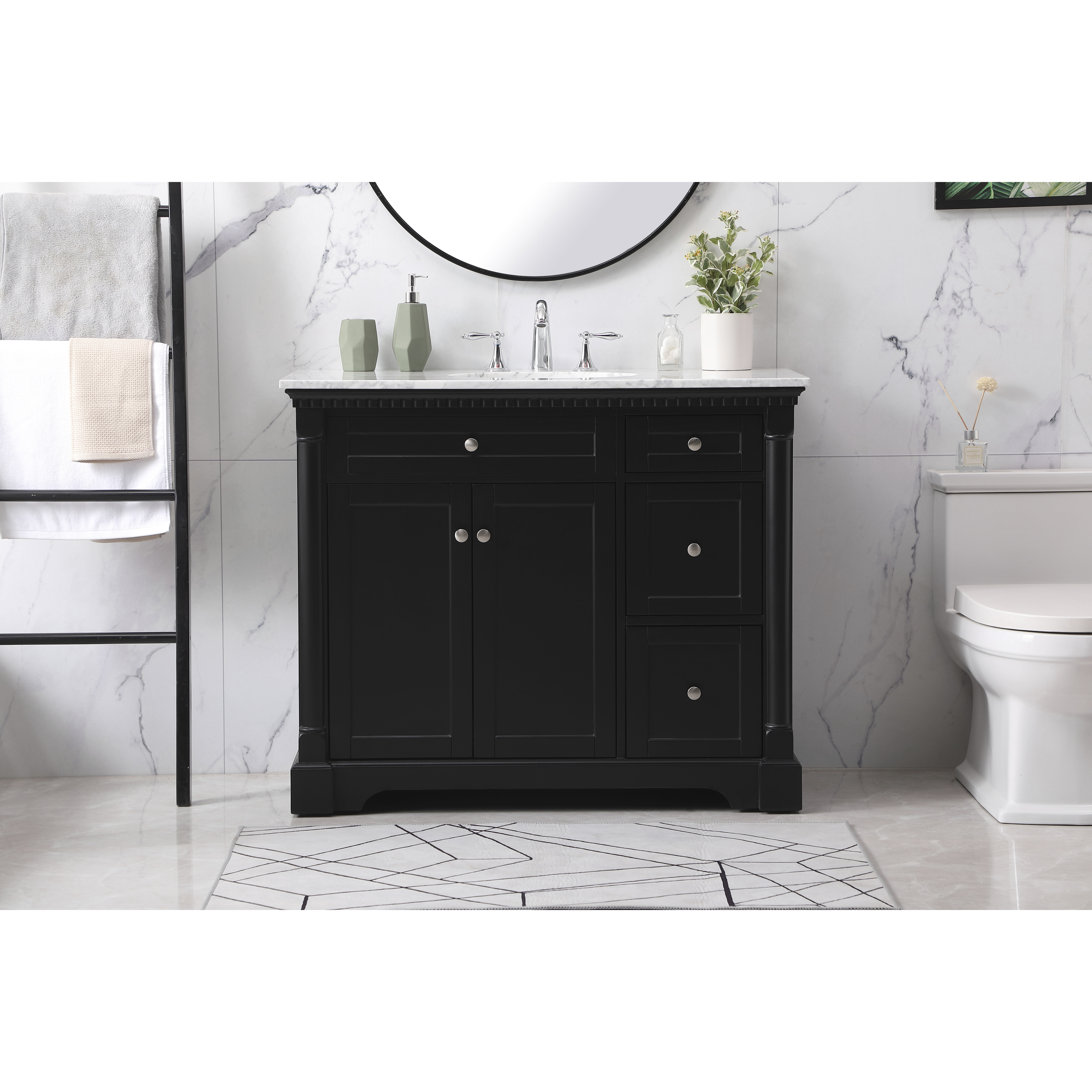 Clarence 42 X 21.5 X 35 inch Black Vanity Sink Set