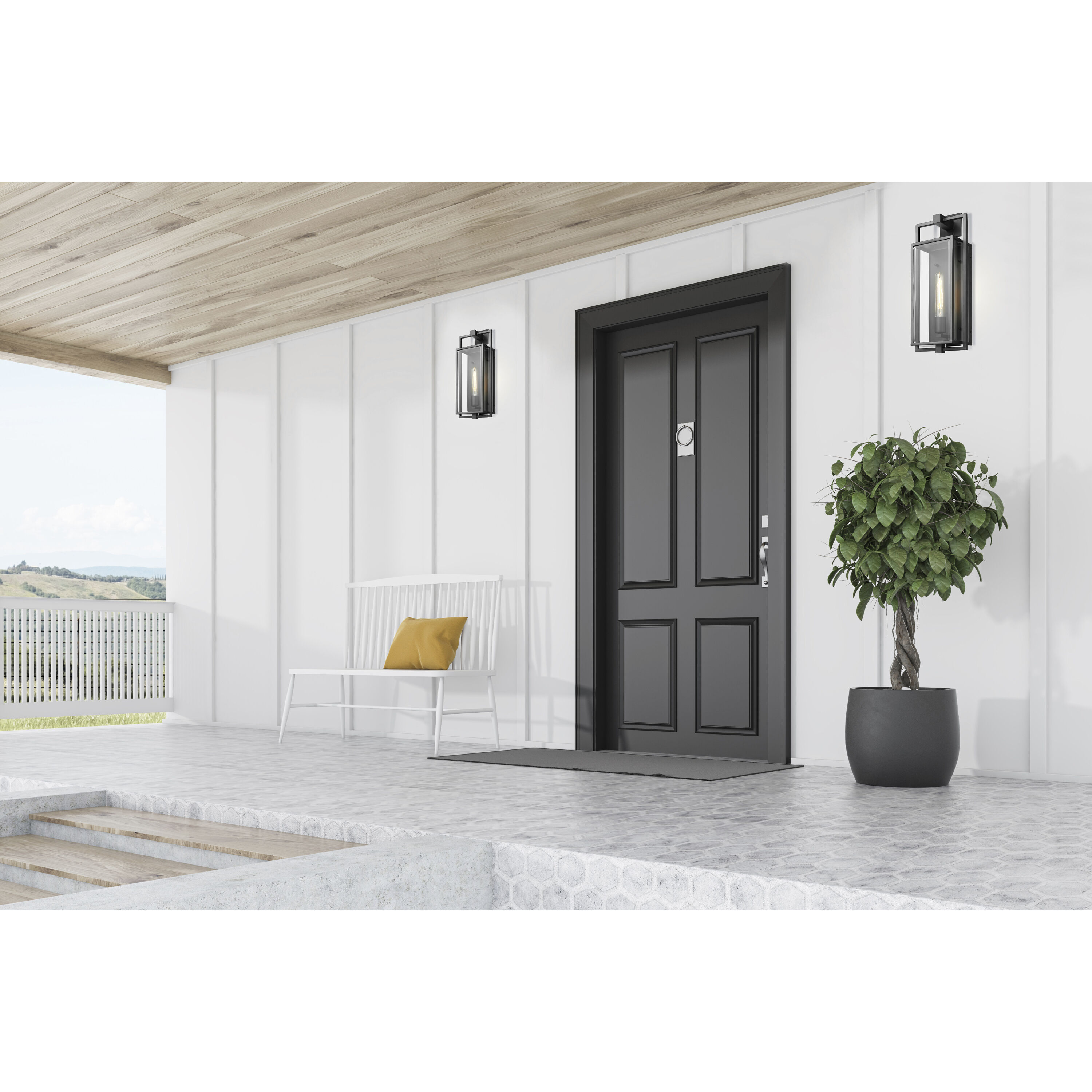 Exhibit 1 Light 20 inch Matte Black Outdoor Wall Sconce