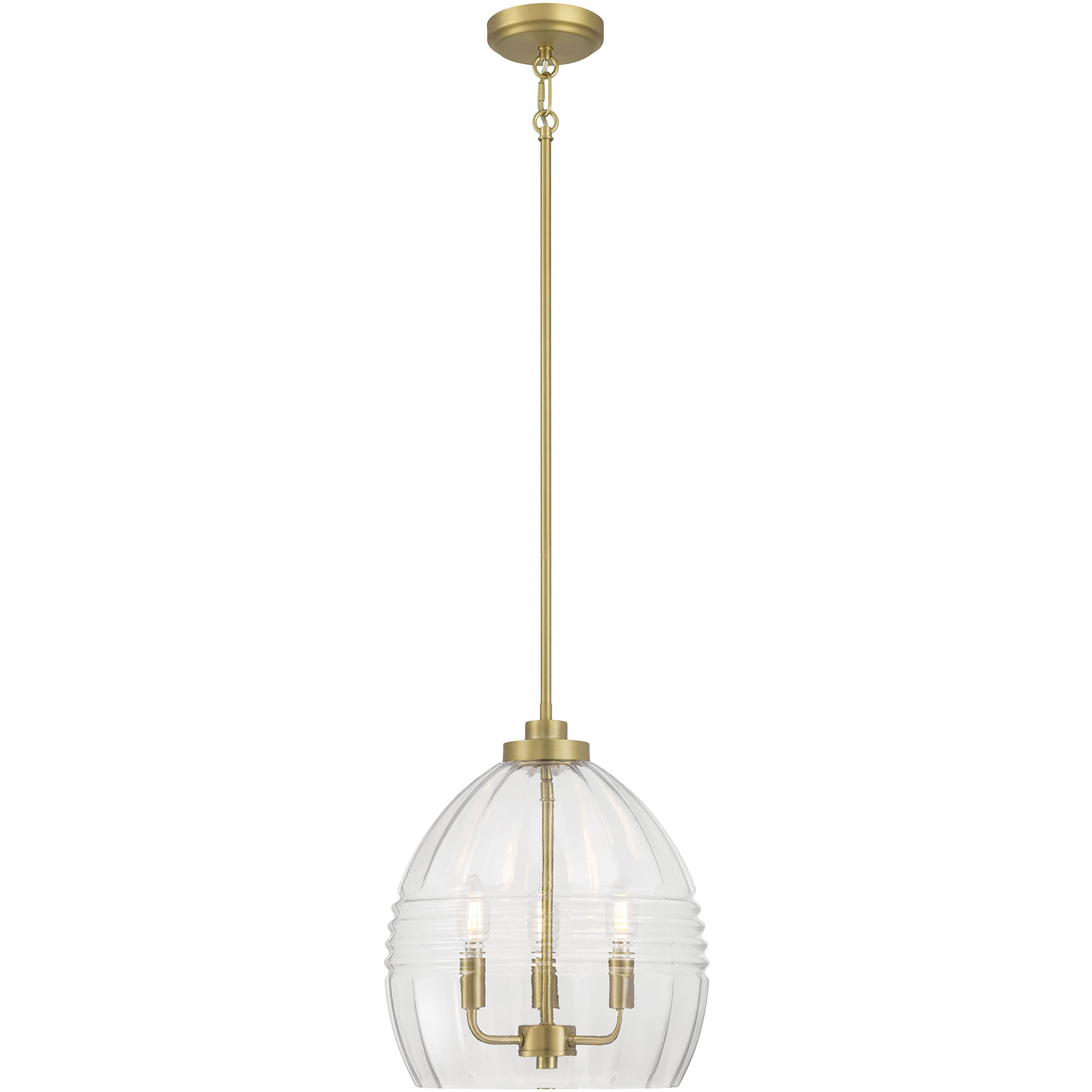 Miravelle 3 Light 13 inch Vintage Brass Pendant Ceiling Light