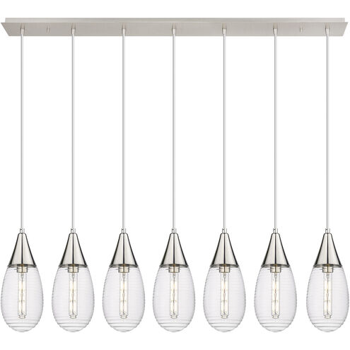 Malone 7 Light 49.75 inch Polished Nickel Linear Pendant Ceiling Light in Striped Clear Glass