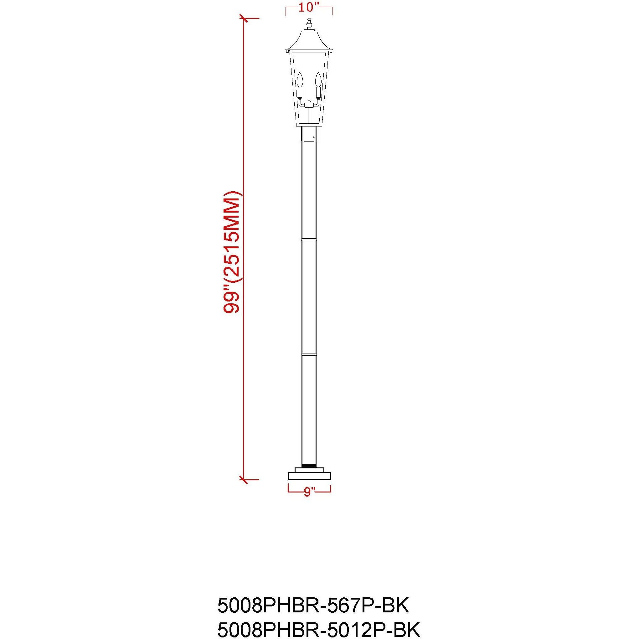 Gannon 3 Light 100.5 inch Black Outdoor Post Mounted Fixture