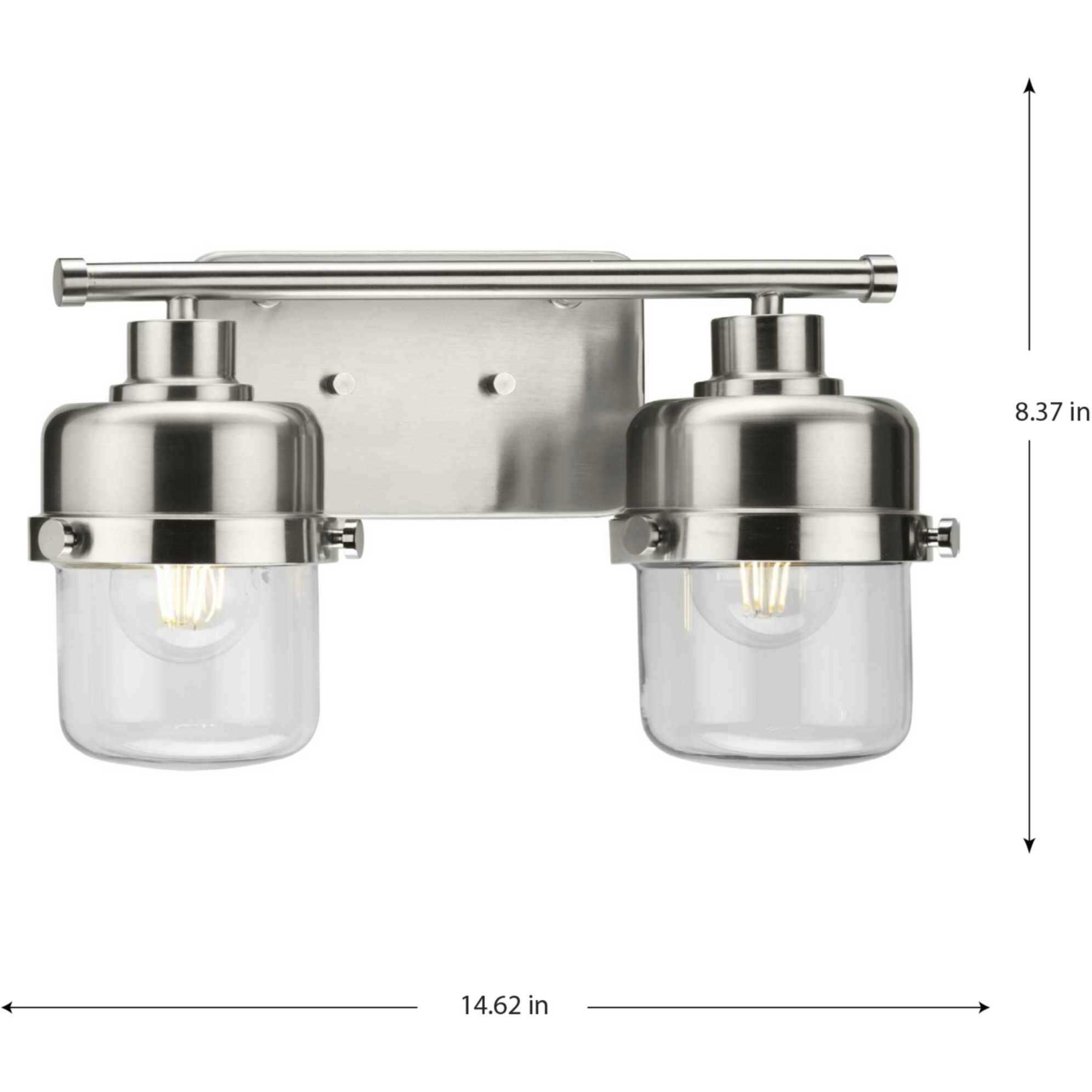 Beckner 2 Light 14.62 inch Brushed Nickel Bath Light Wall Light