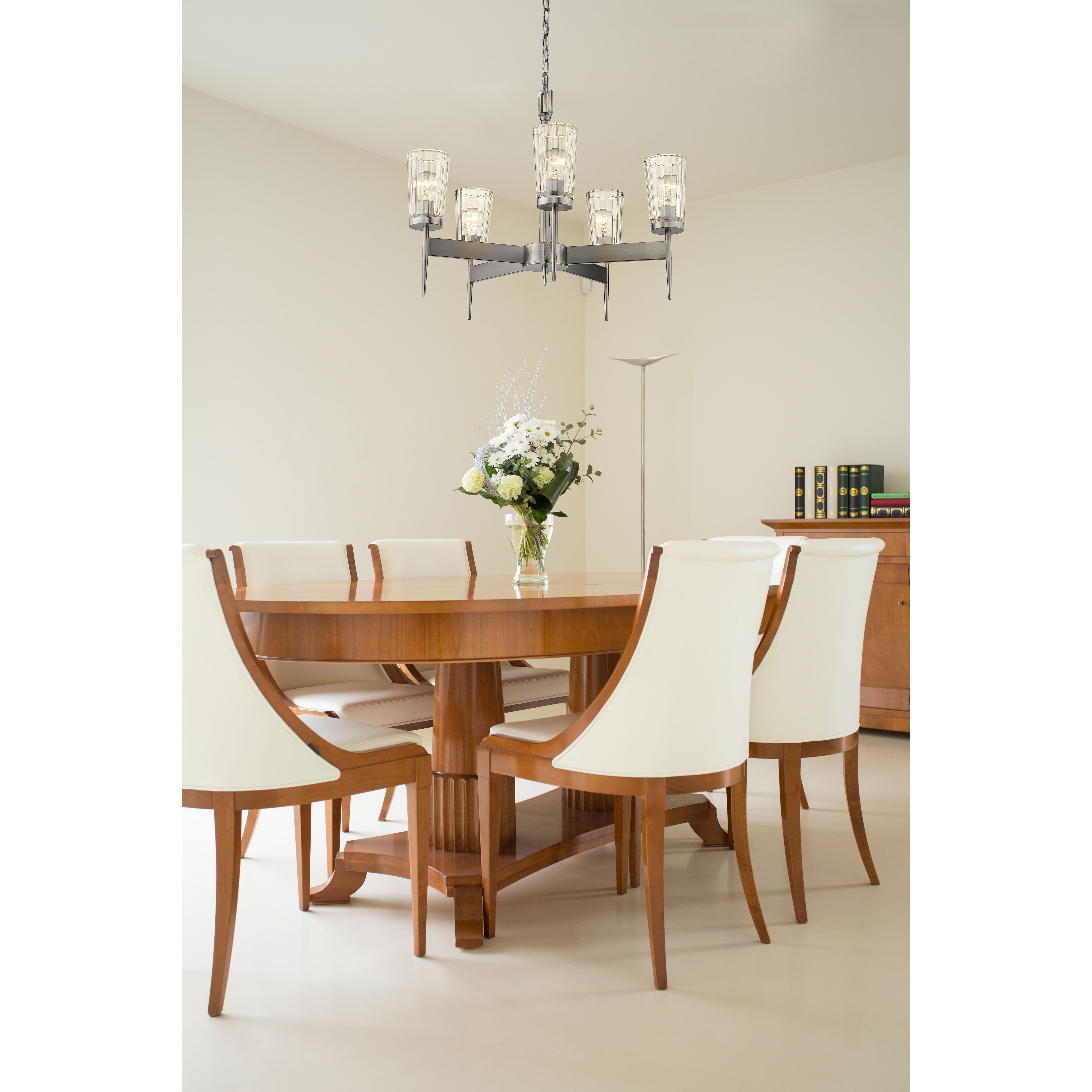 Flair 5 Light 25.5 inch Antique Nickel Chandelier Ceiling Light in 14