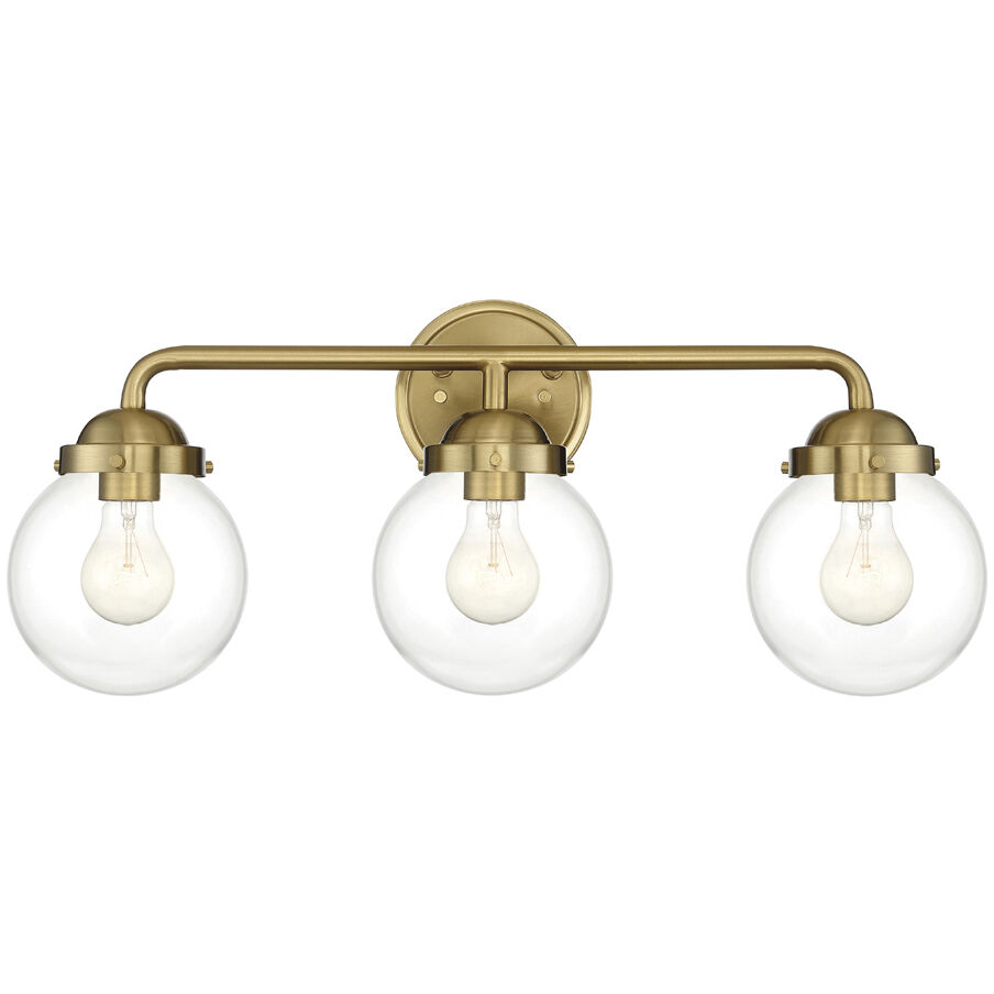 Knoll 3 Light 24 inch Brushed Gold Bath Bar Wall Light