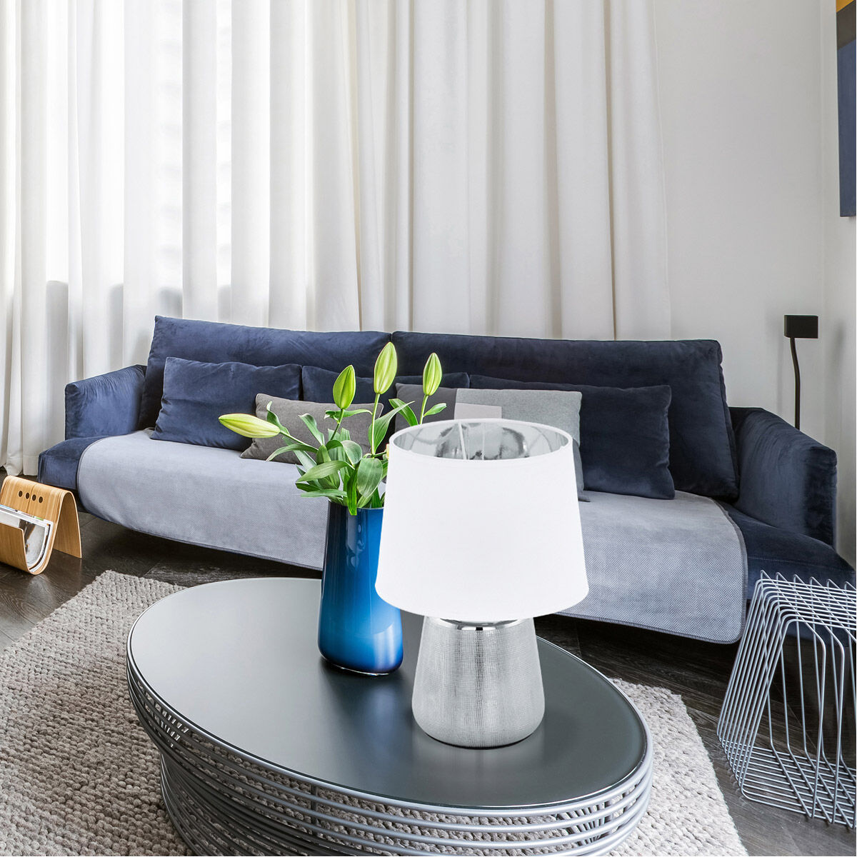 Manalba 1 11.5 inch 40 watt Silver Table Lamp Portable Light