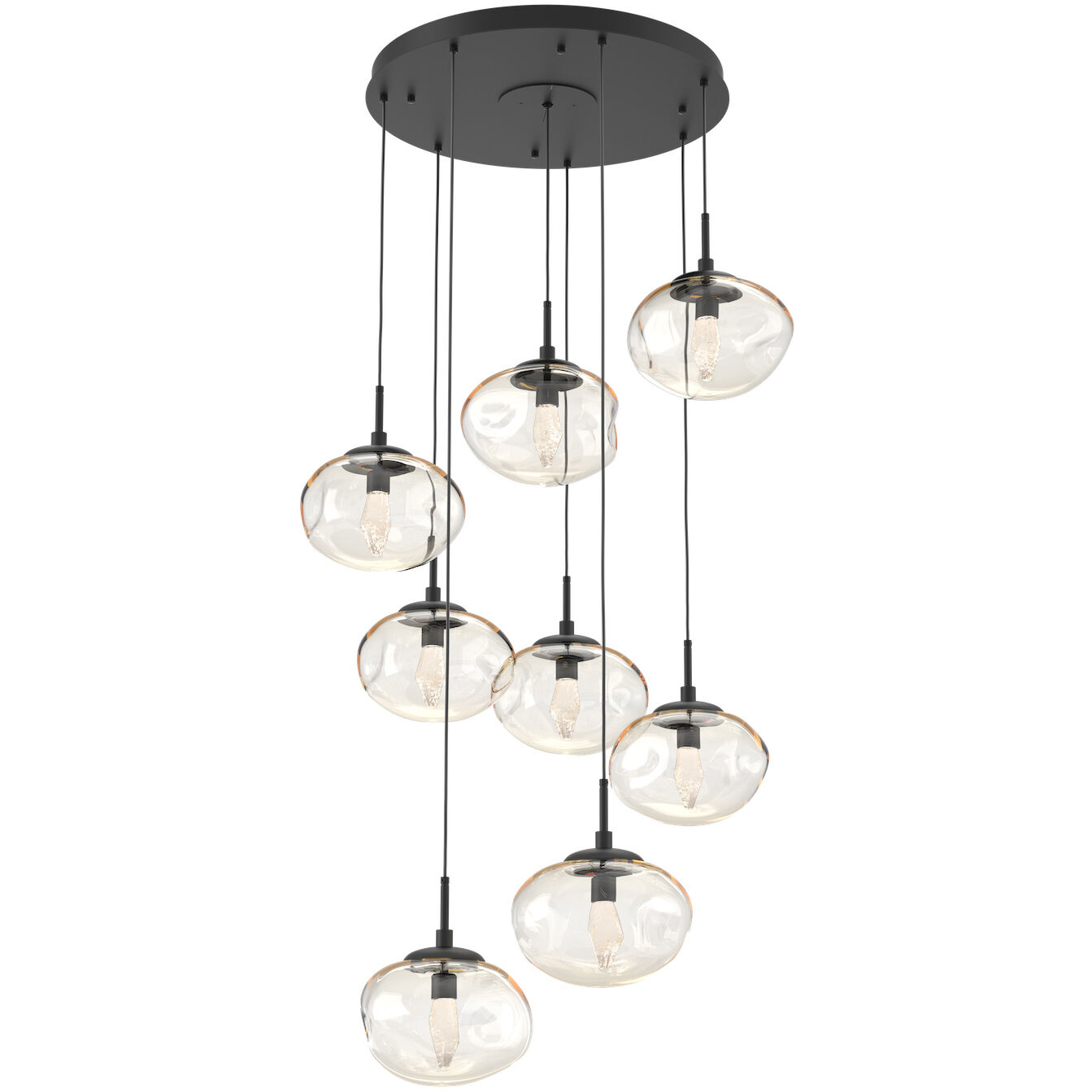 Nova LED LED Matte Black Chandelier Ceiling Light, Round Multi-Port