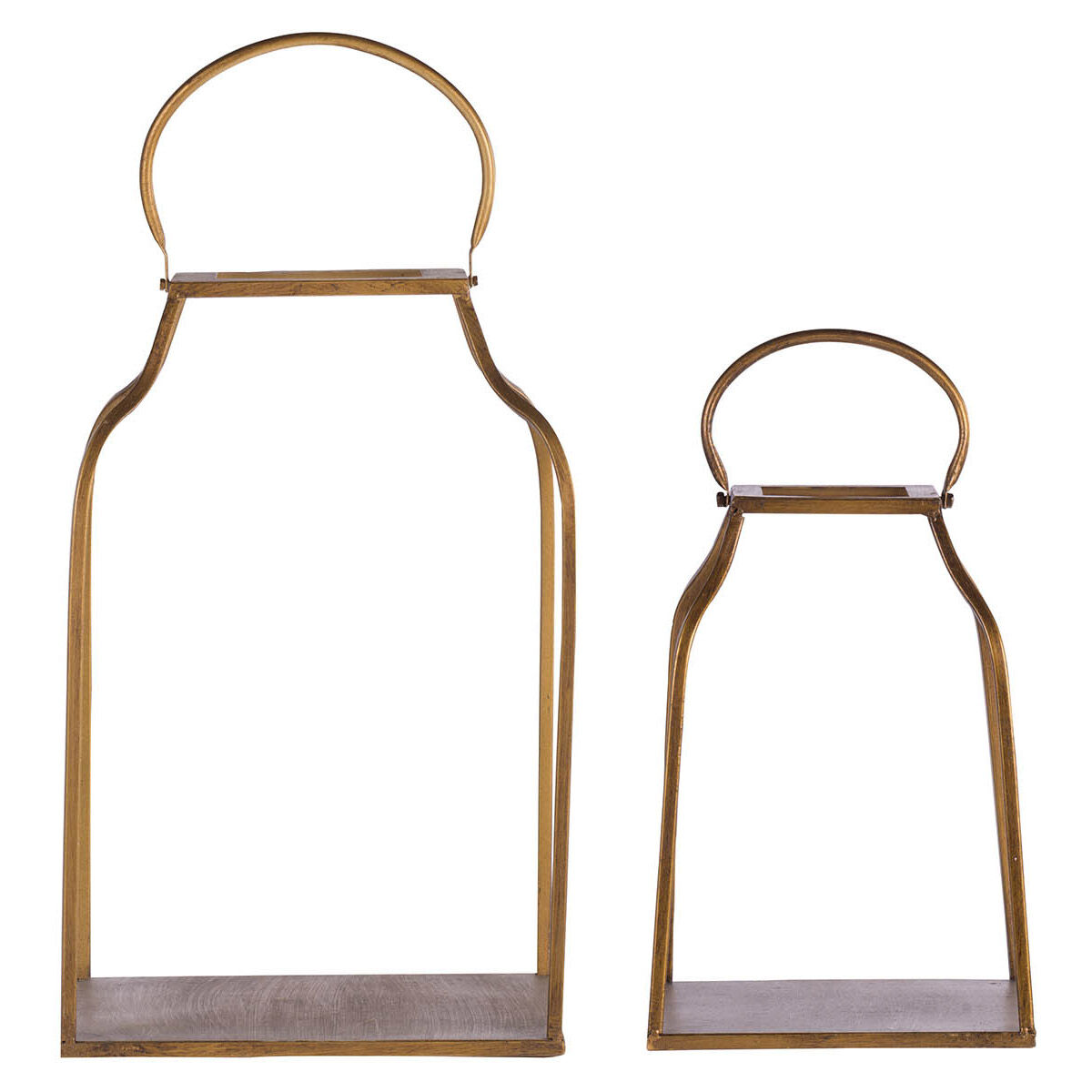 King 13 inch Antique Gold Lantern, Set of 2