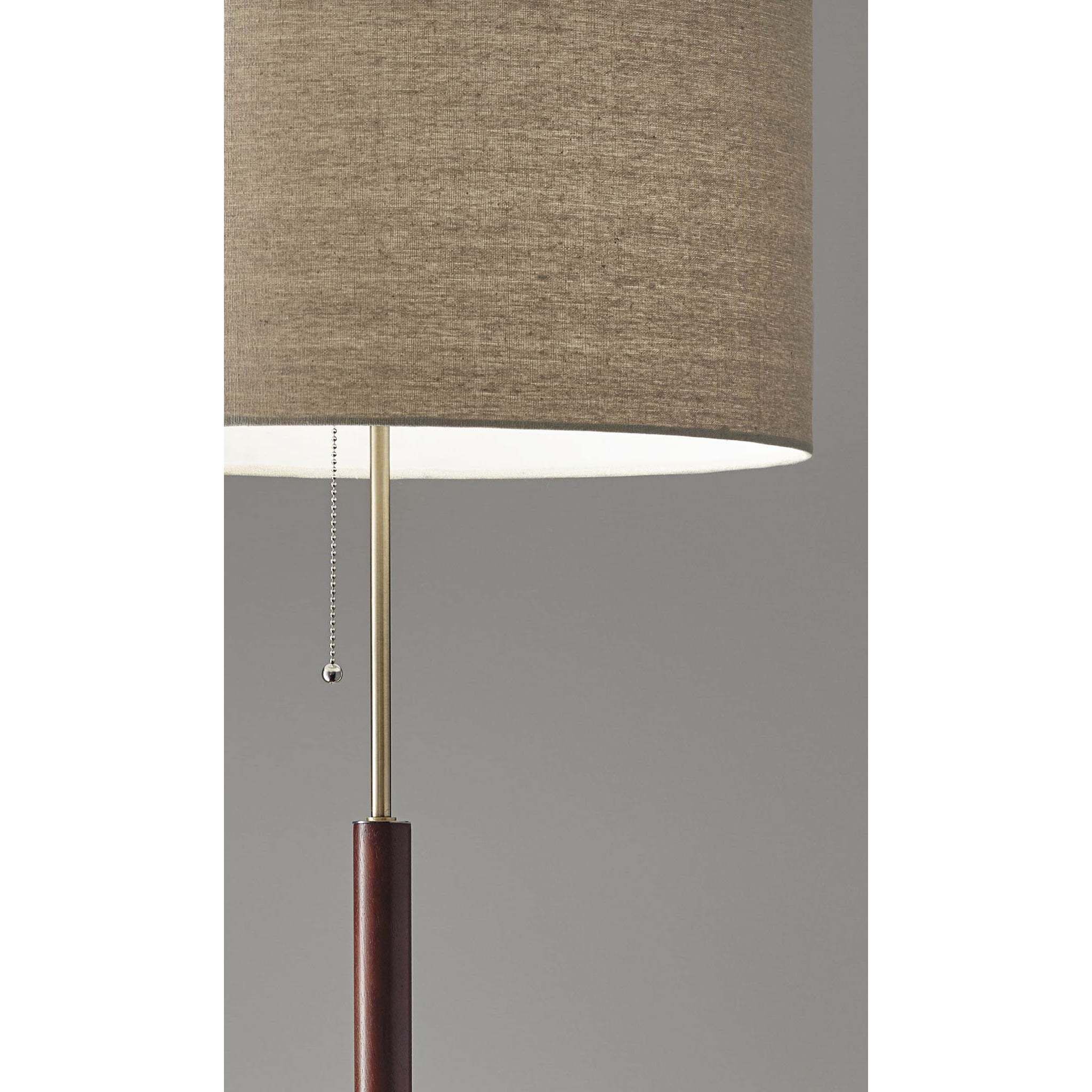Adesso Hamilton Floor Lamp Walnut Antique Brass