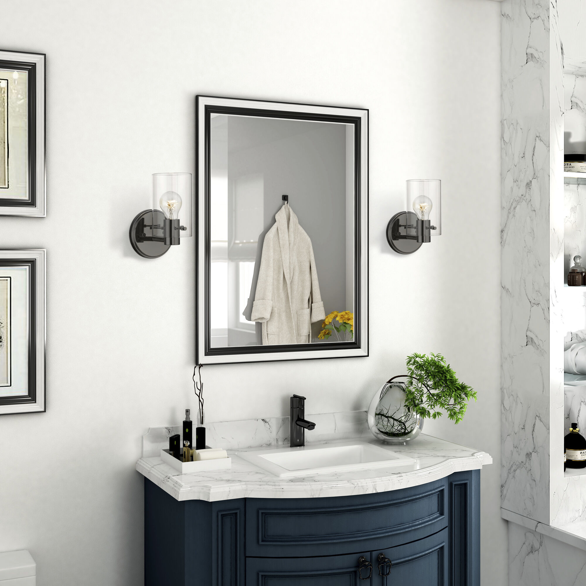 Munich 1 Light 5 inch Black Chrome Single Sconce Wall Light, Single