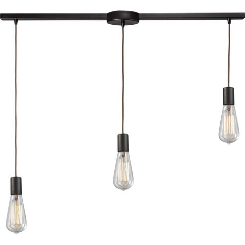 Menlow Park 3 Light 36 inch Oiled Bronze Multi Pendant Ceiling Light, Linear