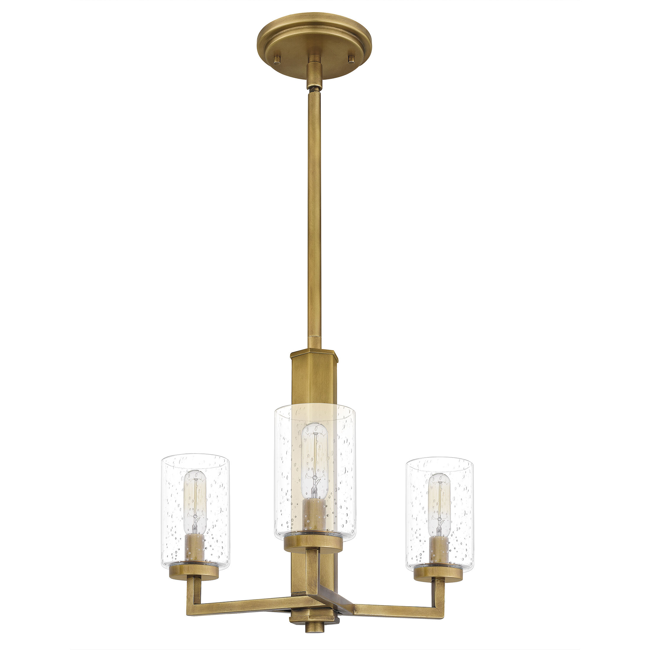 Sunburst 3 Light 15 inch Weathered Brass Pendant Ceiling Light