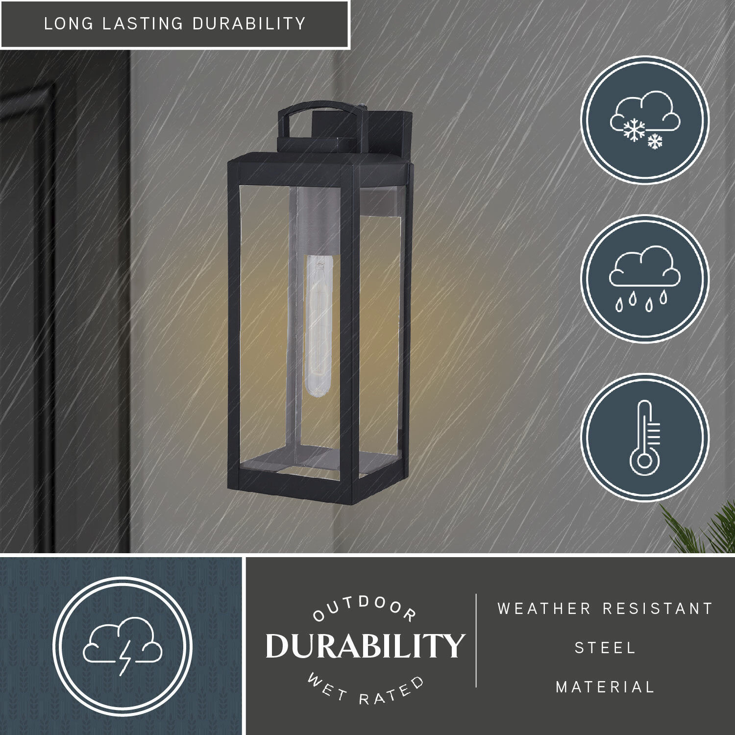 Kinzie LED 16.75 inch Textured Black Outdoor Wall