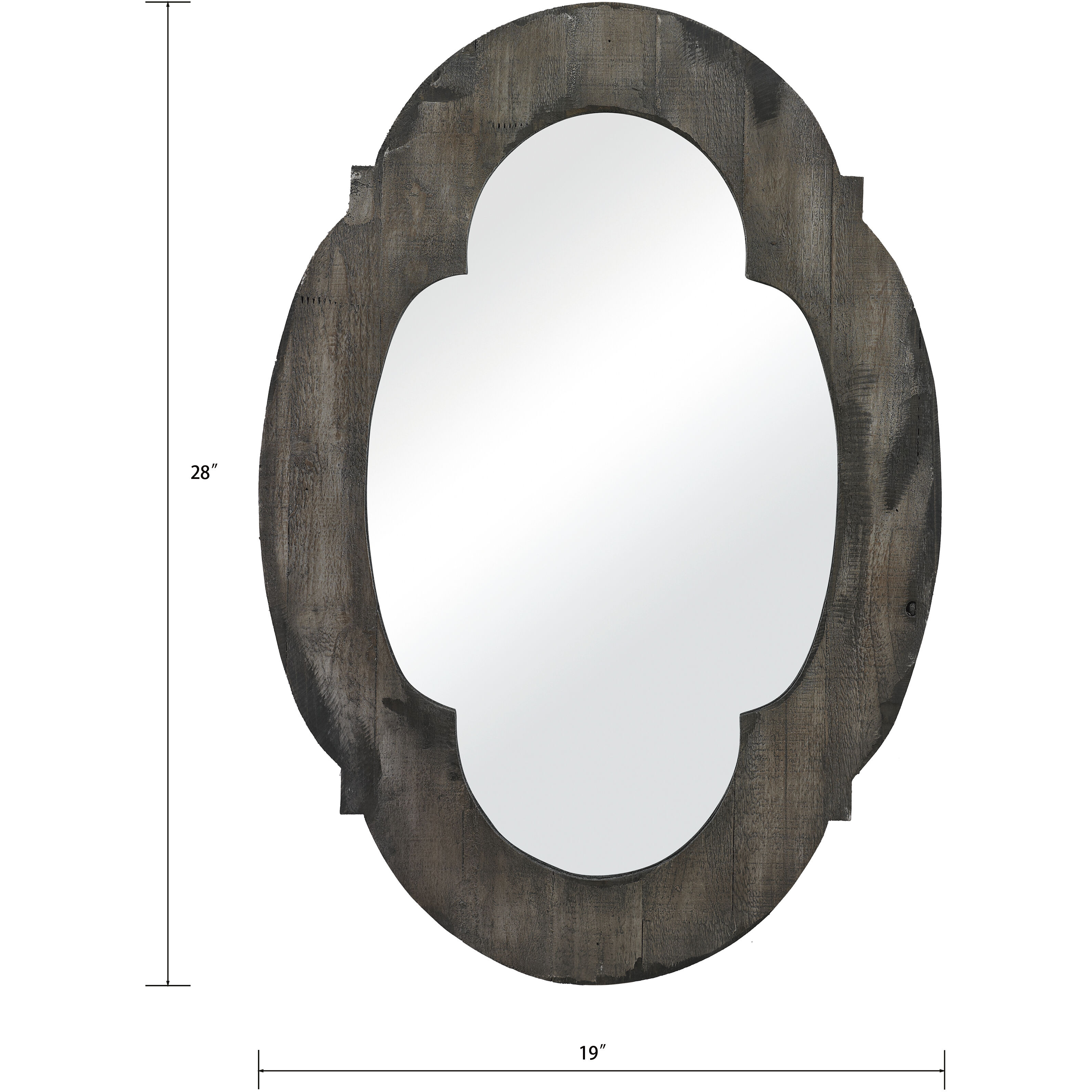 Wood Framed 28 X 19 inch Aged Brown with Mirror Wall Mirror