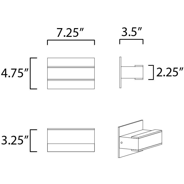 Omni LED 7.25 inch Black Bath Vanity Light Wall Light