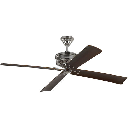 Subway 56 inch Polished Nickel with Dark Walnut Blades Indoor/Outdoor Ceiling Fan