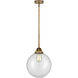 Nouveau 2 Beacon LED 10 inch Brushed Brass Mini Pendant Ceiling Light in Clear
