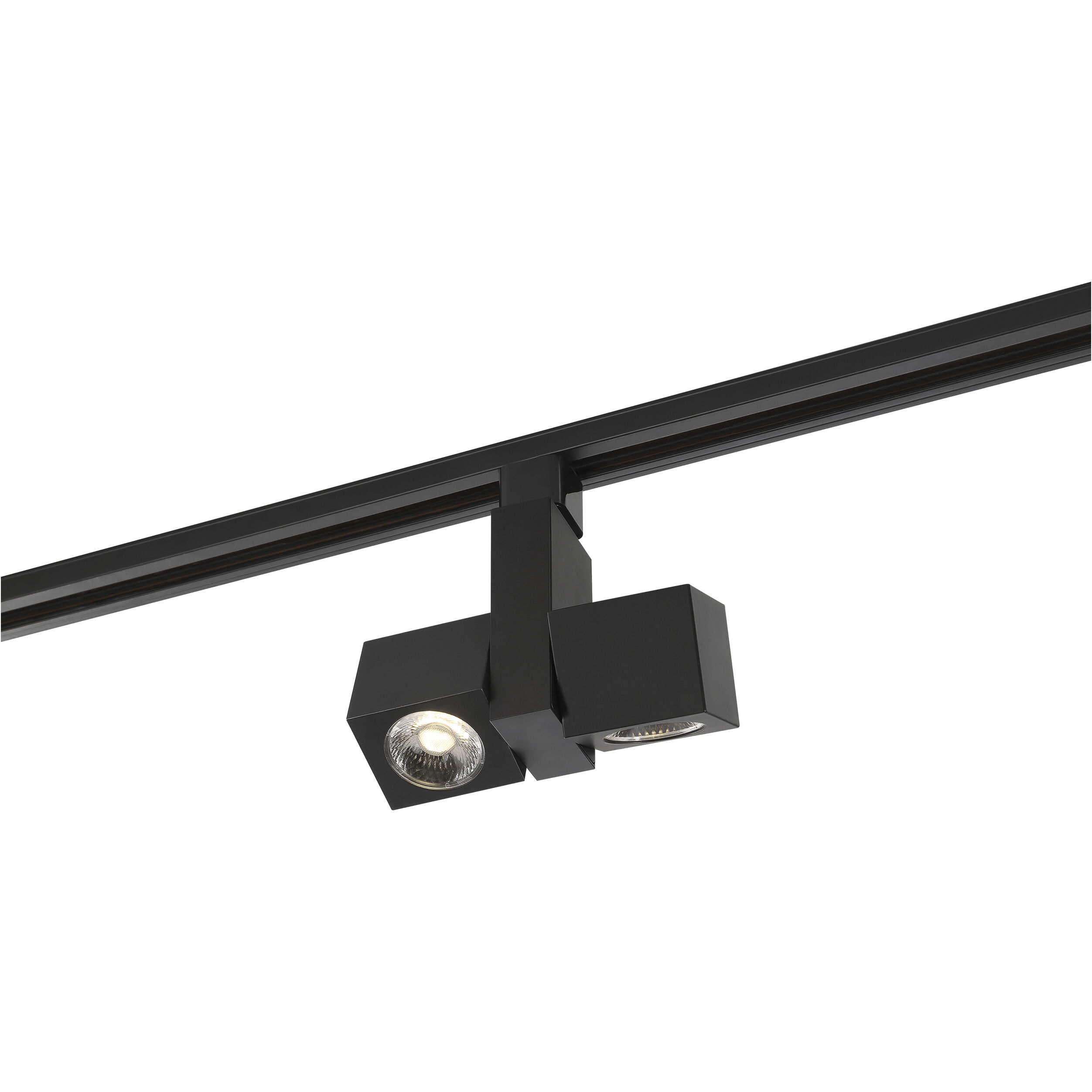 Dual Square 120 Black Track Head Ceiling Light