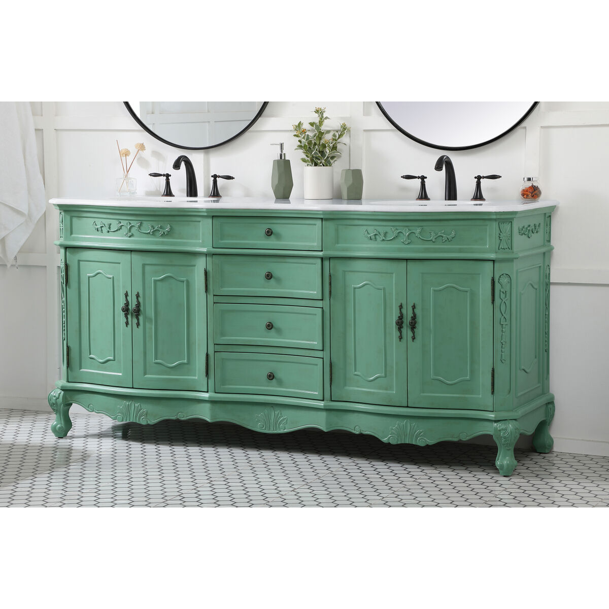 Danville 72 X 21 X 36 inch Vintage Mint Vanity Sink Set