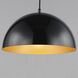 Hemisphere LED 14 inch Gloss Black with Gold Single Pendant Ceiling Light