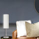 Paza 18 inch 100.00 watt Satin Chrome with White Decorative Table Lamp Portable Light
