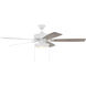 Super Pro 119 60 inch White with White/Washed Oak Blades Contractor Ceiling Fan, Pan