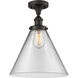 Ballston X-Large Cone 1 Light 8 inch Oil Rubbed Bronze Semi-Flush Mount Ceiling Light in Clear Glass