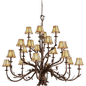 Ponderosa 20 Light 60 inch Ponderosa Chandelier Ceiling Light in Without Glass, Leather-wrapped