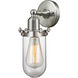 Austere Centri LED 4.5 inch Brushed Satin Nickel Sconce Wall Light in Clear Glass, Austere