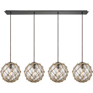 Coastal Inlet 4 Light 46 inch Oil Rubbed Bronze Multi Pendant Ceiling Light in Linear, Configurable