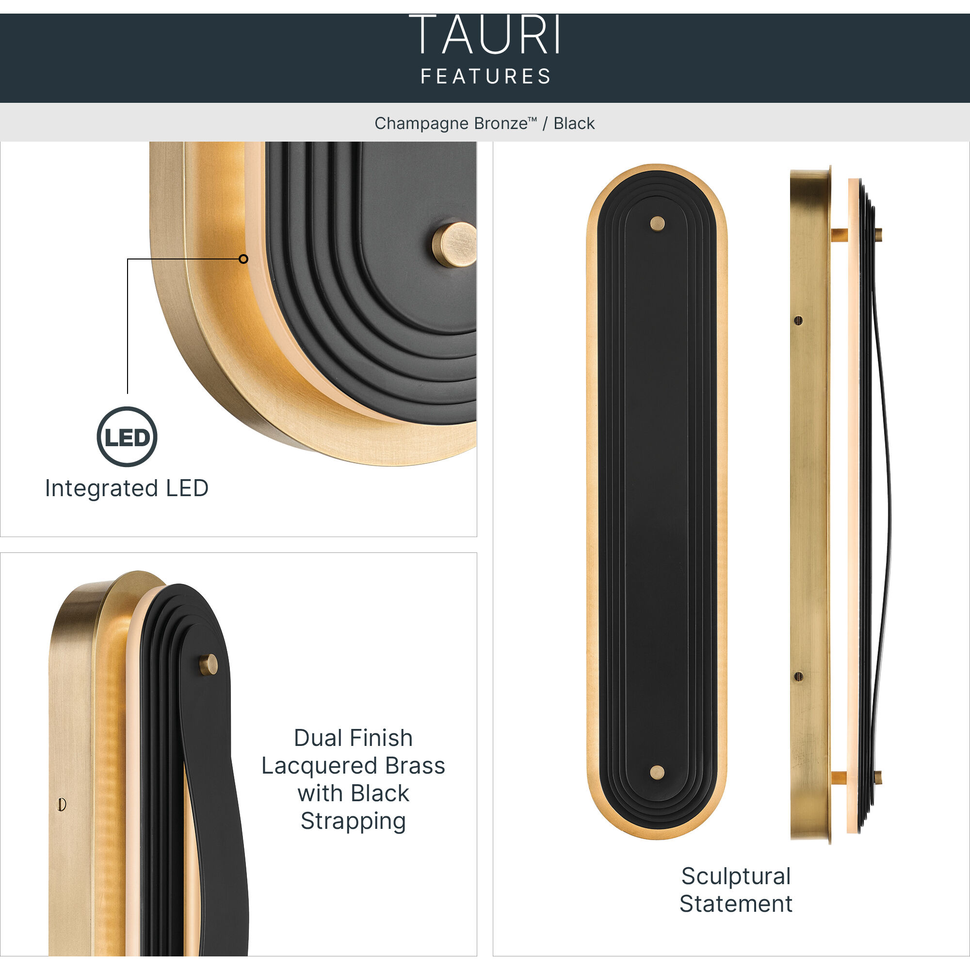 Tauri LED 5.25 inch Lacquered Brass Wall Sconce Wall Light