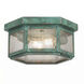 Branford 2 Light 11 inch Verde Green Outdoor Semi Flush in Seedy Glass, Brass Traditions by InnovationsLighting