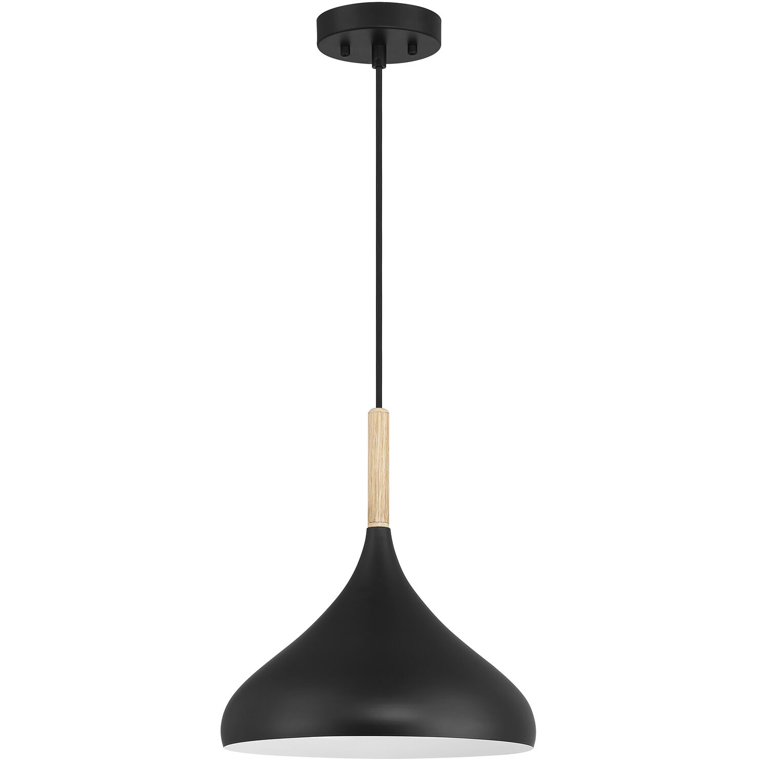 Olivia LED 13 inch White and Natural Pendant Ceiling Light in Black