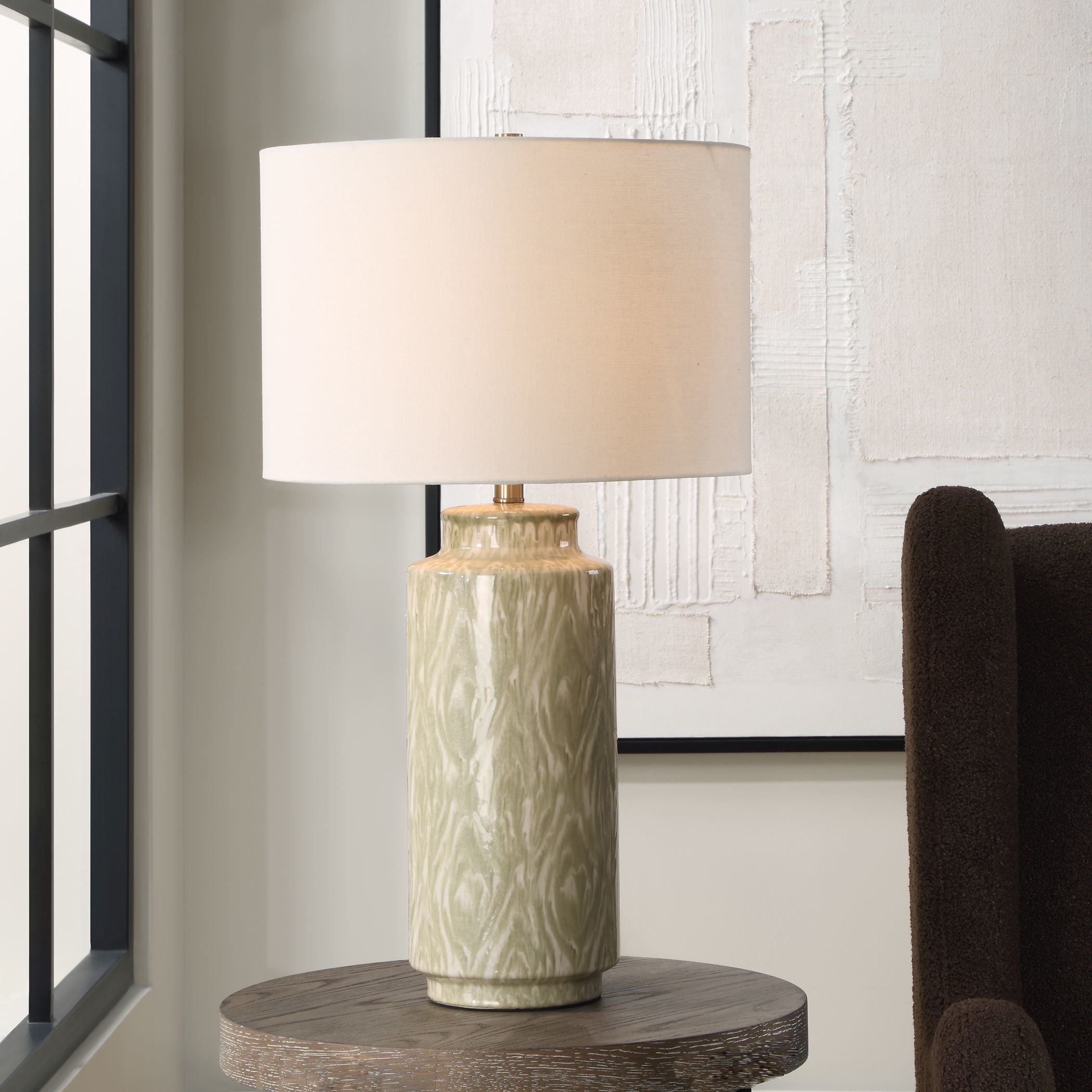 Laurel 28 inch 150.00 watt Cream and Sage Glaze Table Lamp Portable Light