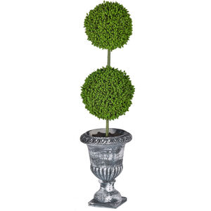 Faux Topiary Green, Weathered Black Topiaries