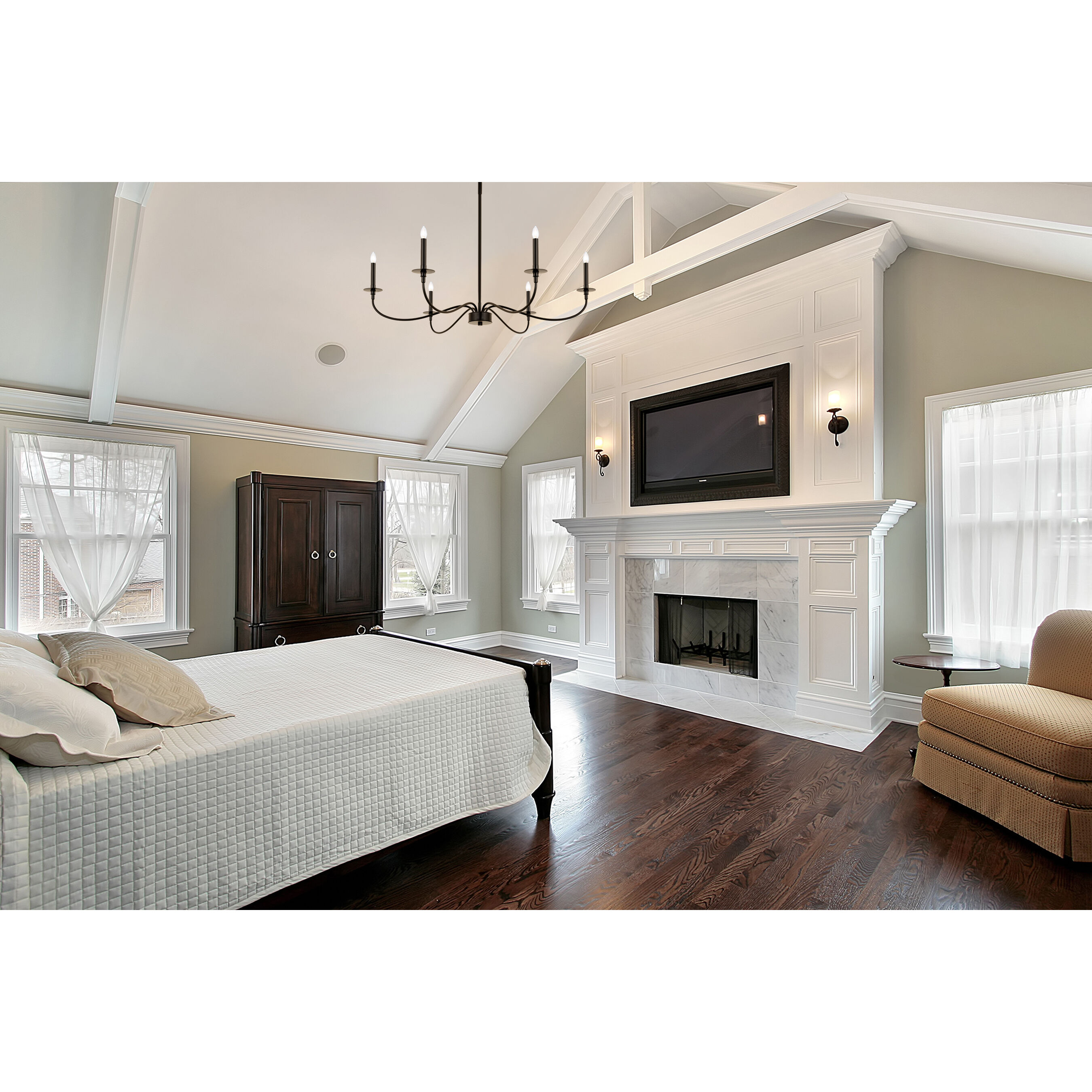 Arrington 6 Light 42 inch Matte Black Chandelier Ceiling Light