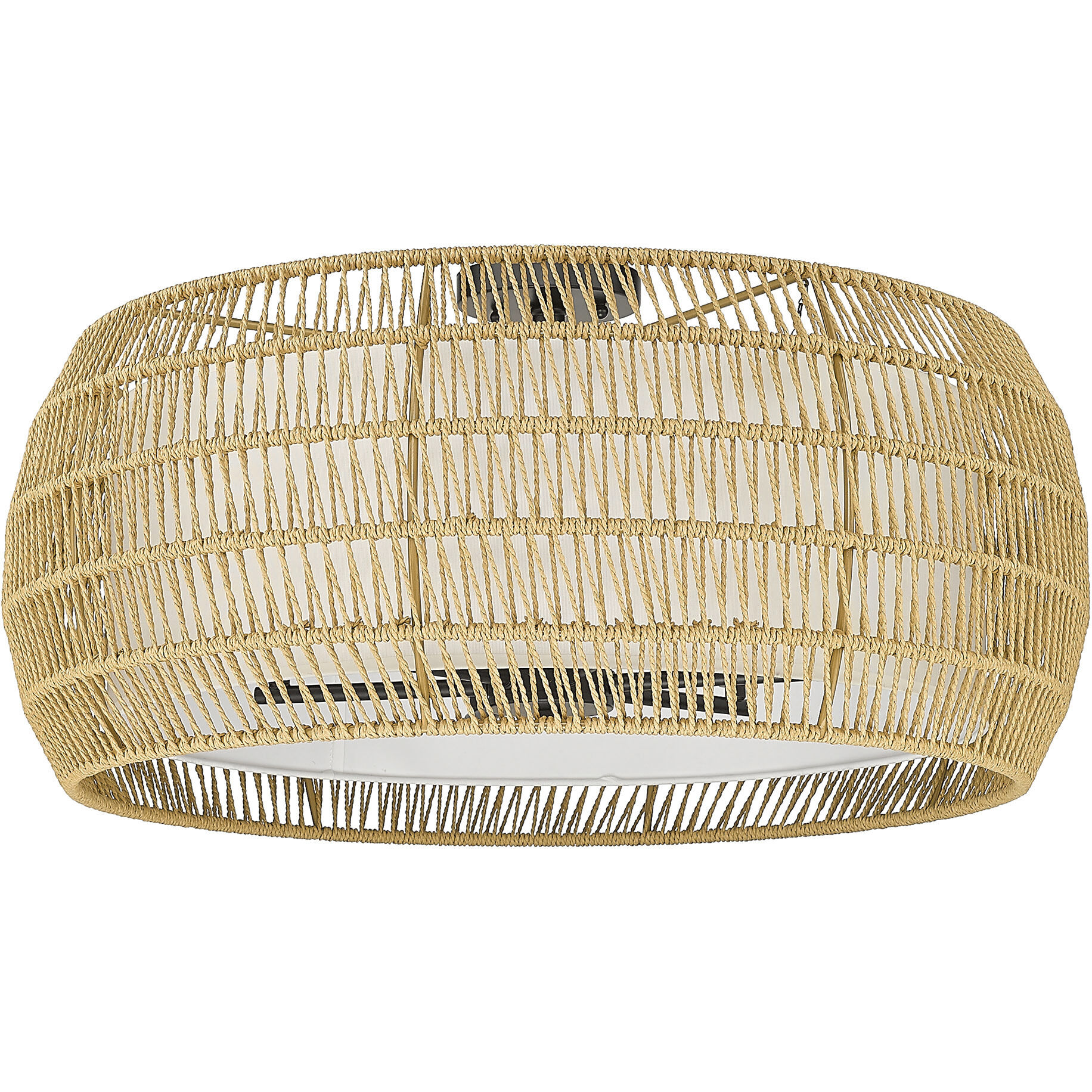 Everly 6 Light 27.13 inch Matte Black Semi-Flush Mount Ceiling Light in Natural Rattan