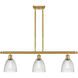 Ballston Castile 3 Light 36 inch Satin Gold Island Light Ceiling Light in Clear Glass, Ballston