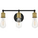 Serif 3 Light 15 inch Brass and Black Wall Sconce Wall Light
