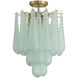 Ollie 4 Light 14.25 inch Aged Brass Semi Flush Ceiling Light in Sand Glass Green