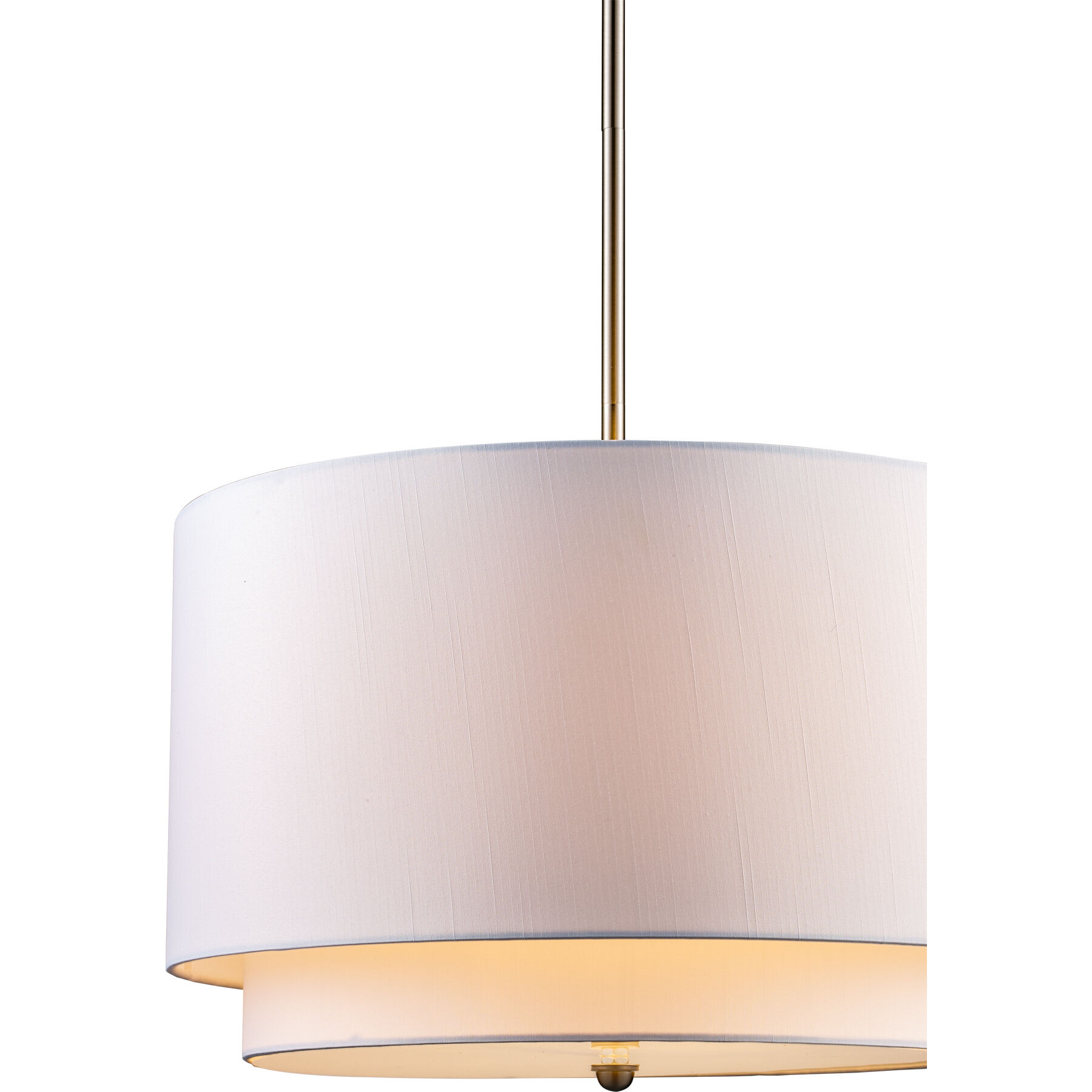 Schiffer 3 Light 18 inch Brushed Nickel Pendant Ceiling Light in Ivory Fabric Drum - Double Shade