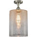 Edison Cobbleskill 1 Light 9 inch Brushed Satin Nickel Semi-Flush Mount Ceiling Light in Mercury Glass