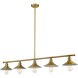 Casa 5 Light 51.5 inch Factory Brass Linear Chandelier Ceiling Light in Factory Brass Steel