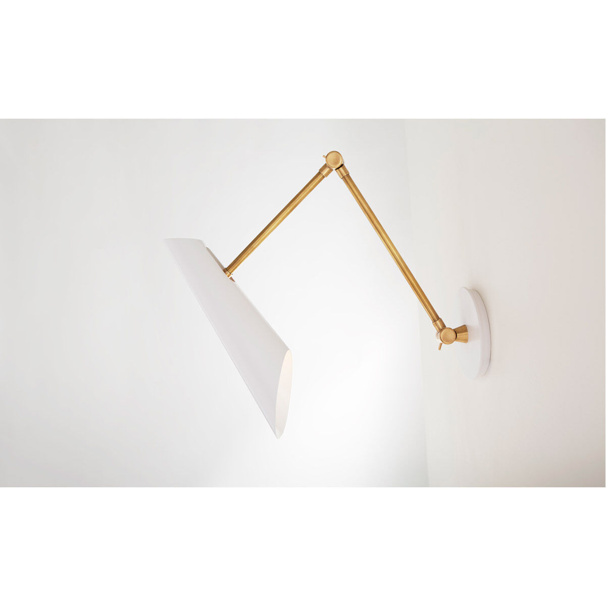 AERIN Franca 14.5 inch 12.00 watt Hand-Rubbed Antique Brass Double Library Wall Light in White