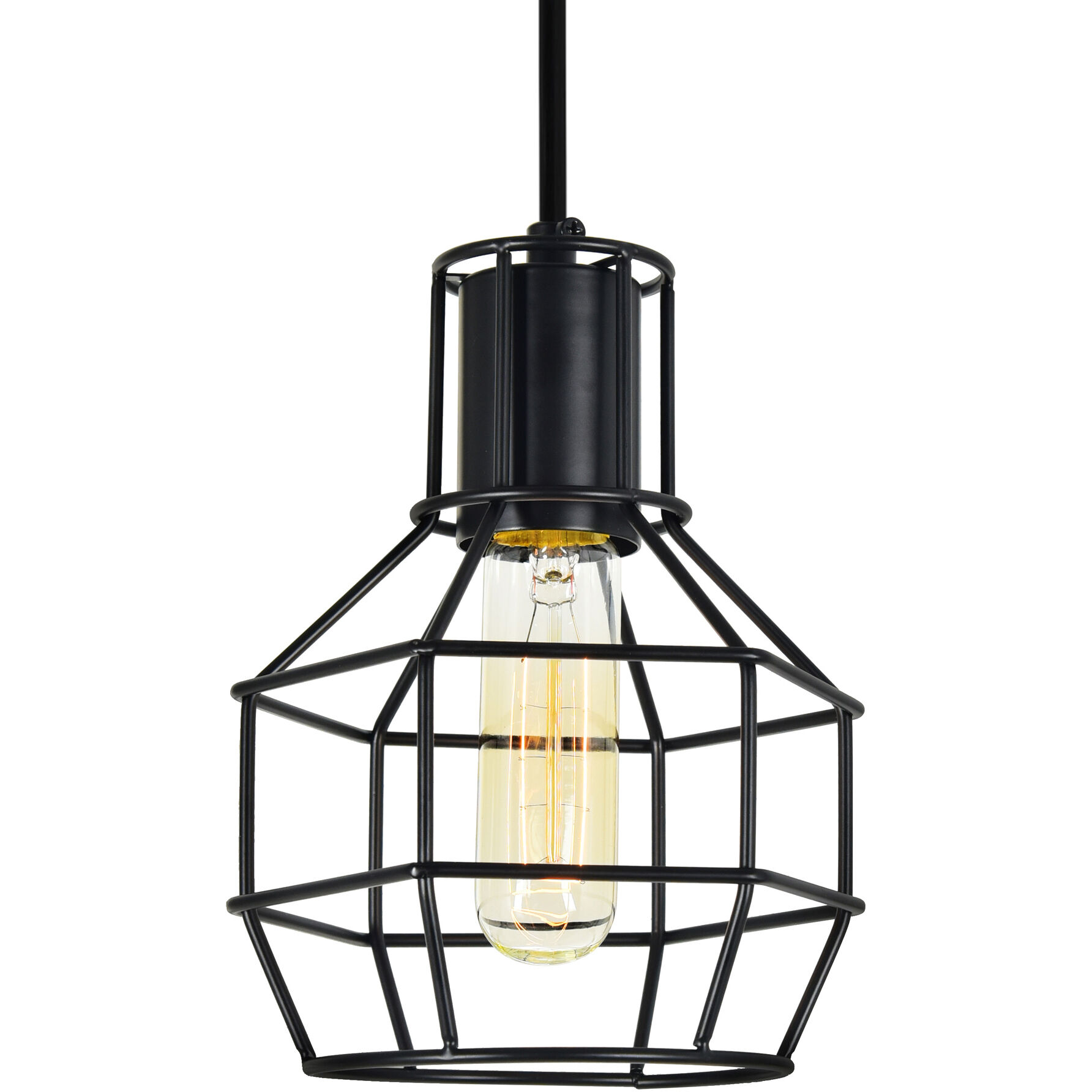 Secure 1 Light 6 inch Black Down Mini Pendant Ceiling Light