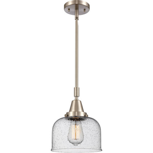 Franklin Restoration X-Large Bell LED 12 inch Brushed Satin Nickel Mini Pendant Ceiling Light in Seedy Glass