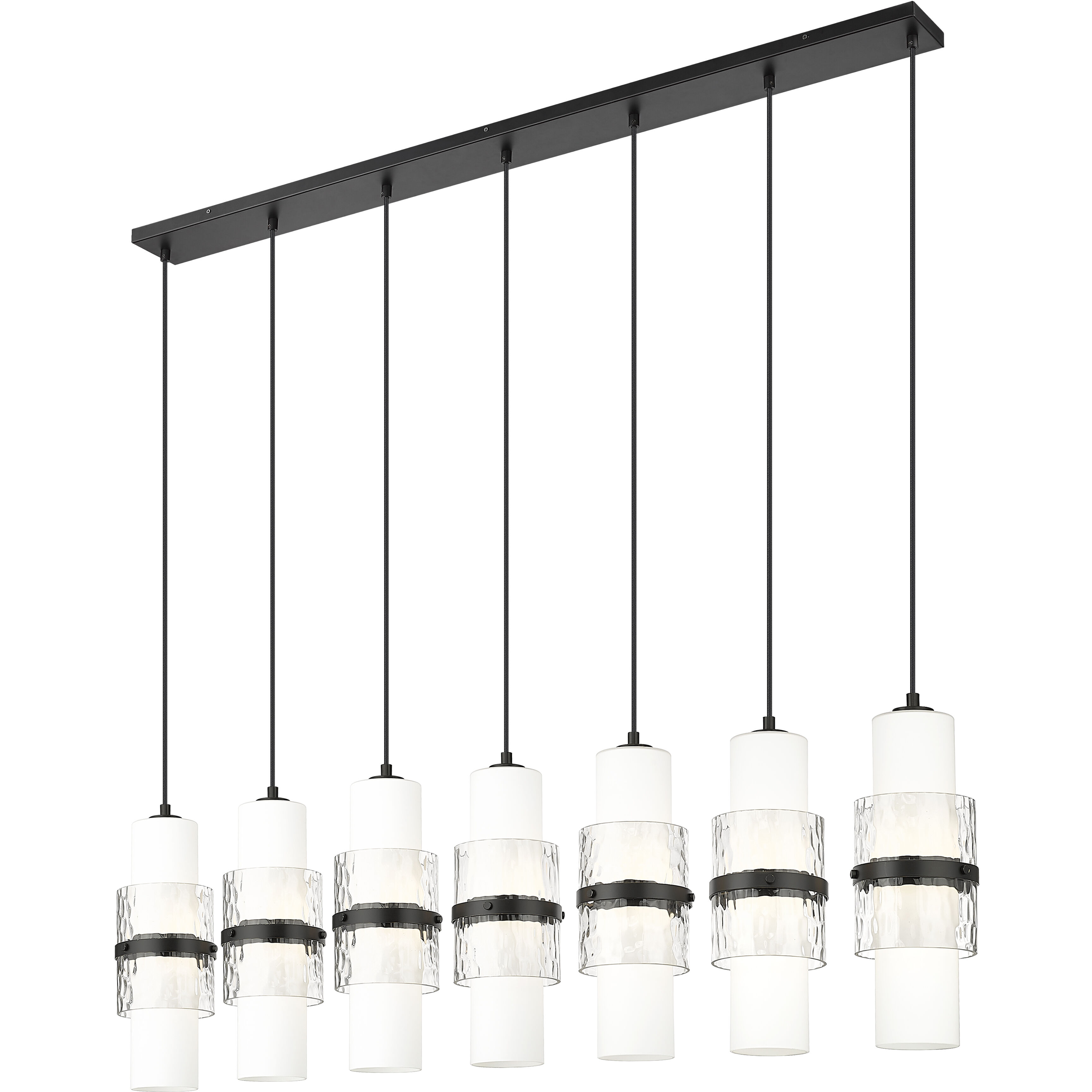 Cayden 7 Light 54 inch Matte Black Linear Chandelier Ceiling Light